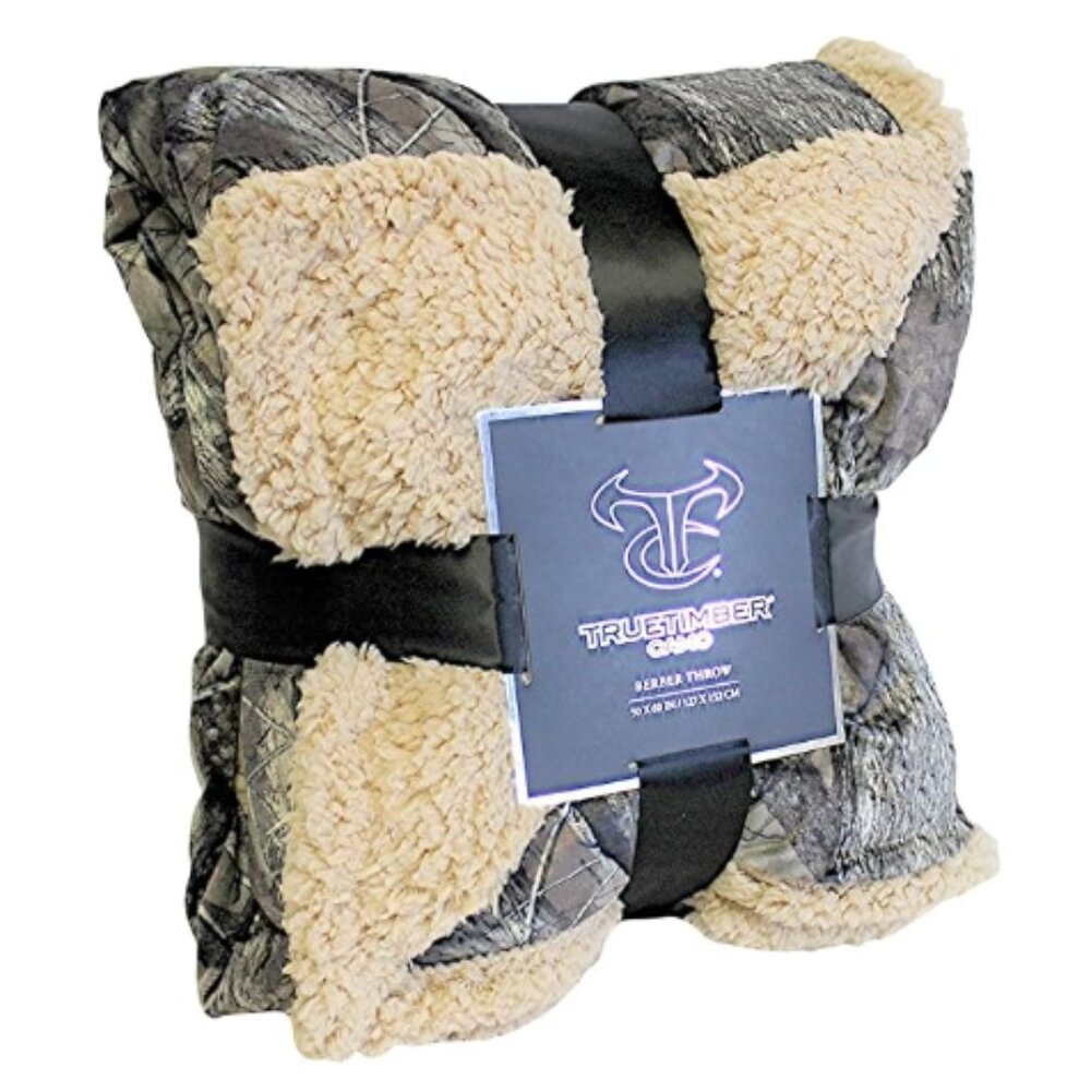 True Timber Camo - Blanket, Camo, Velvet, Luxury Berber Throw, Solid, 50 x 60in.